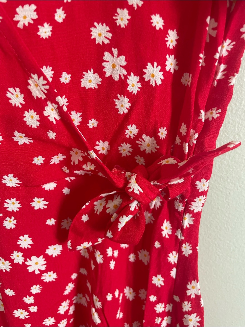NWT Boutique Red Floral Mini Wrap Dress Modest Summer Dress - Picture 5 of 8